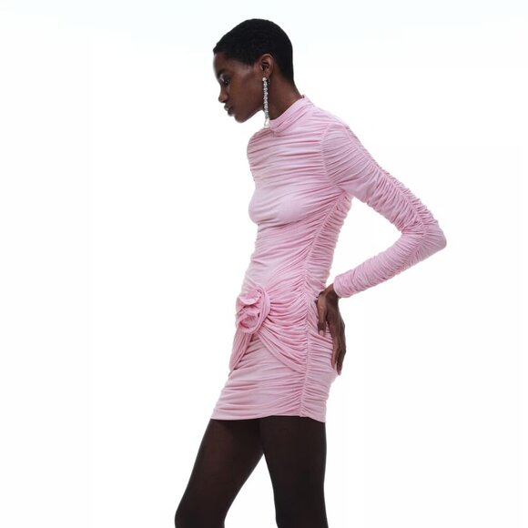 NWT H&M X Magda Butrym Rose-Appliquéd Mock Turtleneck Dress - Picture 13 of 16